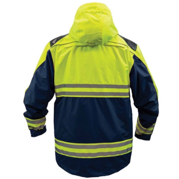 GAME 3555 Hi-Viz Class 2 Rescue Jacket with Detachable Hood, Navy Blue - Picture 2 of 3